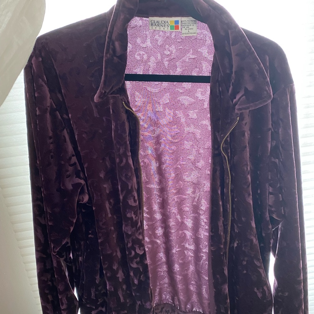 VINTAGE purple velvet sport zip up